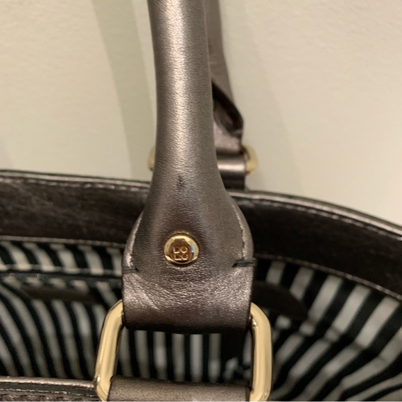 Kate Spade Metallic Pewter Double Handle Open Tote Bag, Silver Tone Hardware - Picture 9 of 15